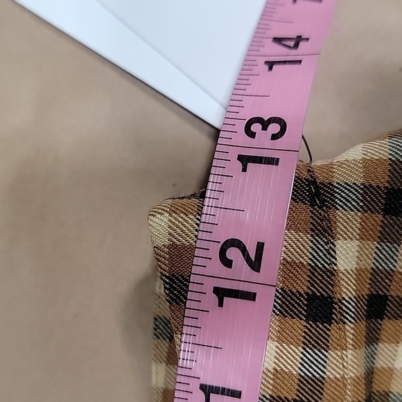 BP Size S Black Tan Cream Plaid Faux Wrap Button Front Mini Skirt, NEW with Tag - Picture 6 of 11